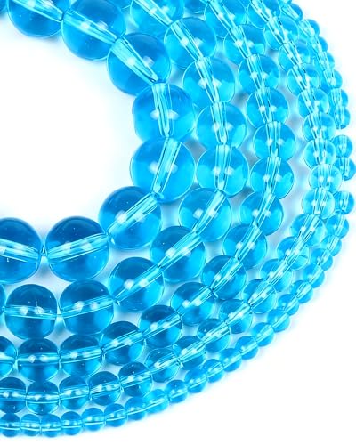 8mm Glass Beads 46PCS Glass Beads for Jewelry Making Charm Round Loose Bead for Bracelet Making Kit (Lake Blue Glass) - color: Lake Blue Glass