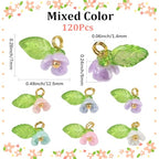 SUNNYCLUE 1 Box 120Pcs 6 Colors Acrylic Flower Charms Bell Flower Charms Resin Orchid Trumpet with Imitated Pearl Lily of The Valley Dangle Pendants for DIY Crafts Necklace Earring Jewelry Making - style: Flowe 3
