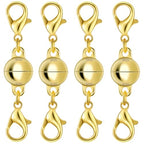 925 Silver Double Lobster Magnetic Necklace Clasps, Magnetic Necklace Clasps and Closures, Double Lobster Clasp Magnetic Jewelry Clasps for Necklaces (4pcs Gold) - color: 4pcs gold