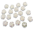 50pcs Round Ivory Cream Flat Back Pearl Flower Rose 12mm AB Irridescent Embellishments Weddings Crafts