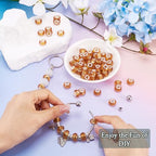 100pcs 14mm Large Hole Beads Glass Crystal Faceted Beads Goldenrod European Crystal Spacer Bead for Necklace Earring Bracelet Crafts Jewelry Making - color: Goldenrod