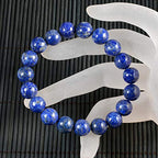 AD Beads Natural Gemstone Round Beads Stretch Bracelet Healing Reiki 10mm (Lapis) - color: Lapis