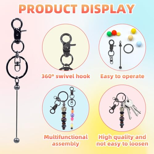 24 Pcs Beadable Keychains Bars bulk - 12 Grey DIY Metal Beaded Keychain Making Kit + 12 Bags Included, Bead Keychain Supplies,Blank Key Chain, Perfect for Women, Men, Mother's Day, Birthday Gift - color: Gray, size: 12