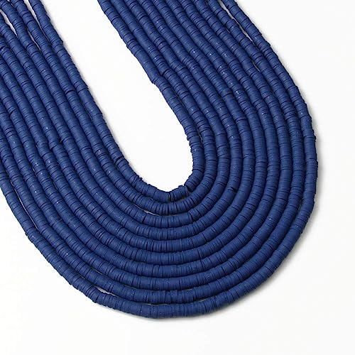3600 pcs Royal Blue Clay Beads for Bracelets Making, 10 Strands Flat Round Polymer Clay Disc 6mm Spacer Heishi Beads for Jewelry Making Earring Necklace - color: Navy Blue
