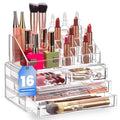 Masirs Clear Makeup Organizer - 16-Compartment Cosmetic and Jewelry Holder with 4 Drawers - Vanity Storage Box for Makeup, Skincare, Accessories, and Jewelry Display - size: 4-drawer | 16 Compartments