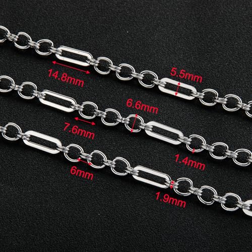 UMAOKANG Stainless Steel Paperclip Chain for Jewelry Making Paper Clip Link Chain on Spool with Lobster Clasps and Jump Rings - color: Paperclip (Steel)