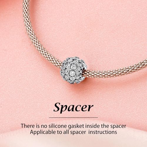 Clip Stopper Spacer Charms for Bracelets Necklaces, Compatible with Pandora,Jewery Mking DIY - style: 2PCS CZ Ball Spacers