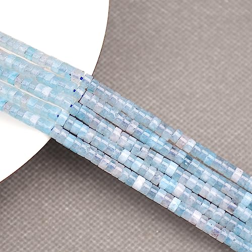 BONNY BOXX 150PCs Natural Aquamarine Spacer Beads, Loose Semi Precious Flat Round Gemstone Heishi Disc Stone Beads for Beading Jewelry Making 4mm*2mm - color: Aquamarine, size: 4MM*2MM