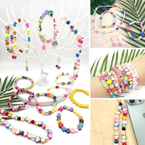 200pcs Bear Polymer Clay Beads, Mixed Charm Spacer Beads for Bracelet Necklace DIY Jewelry Making (Bear) - color: Bear