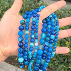 90pcs Adabele AAA Natural Banded Blue Agate Healing Gemstone 4mm (0.16 inch) Small Round Loose Beads Gem Stone Spacer for Craft Jewelry Making GC12-4 - color: Banded Blue Agate, size: 4mm (90pcs/1 Strand)