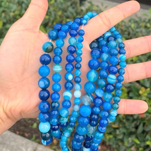 180pcs Adabele AAA Natural Banded Blue Agate Healing Gemstone 4mm (0.16 inch) Small Round Loose Beads Gem Stone Spacer for Craft Jewelry Making GC12-4 - color: Banded Blue Agate, size: 4mm (180pcs/2 strands)