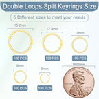 100pcs 8mm Tiny Split Ring for Jewelry Making, Double Loops Round Split Jump Rings Necklaces Bracelets Earrings Metal Mini Key Rings DIY Craft - color: 8mm Outter Dia.;6.4mm Inside Dia. Gold