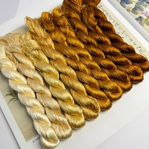 100% Nature Mulberry Handmade Embroidery Silk Thread Woven Jewelry Accessory Artificial Flowers Cross Stitch Floss DIY Sewing Kits 9 Gradient Colors 22m Each (46) - color: 46
