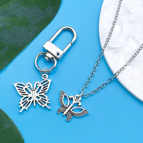Youdiyla 144Pcs Ancient Silver Butterfly Series Pendant Jewelry Making DIY Keychain Earrings Pendant Various Design Charms for Jewelry Making Bracelets Necklace (SN10) - color: SN10