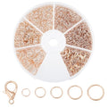WADORN 530Pcs 5 Styles Rose Gold Jump Rings, 4/5/6/7/8mm Iron Open Jump Ring with 12x6mm 10Pcs Alloy Lobster Claw Clasps Jewelry Making Supplies Necklace Jewelry Finding Set for Bracelet Making Repair