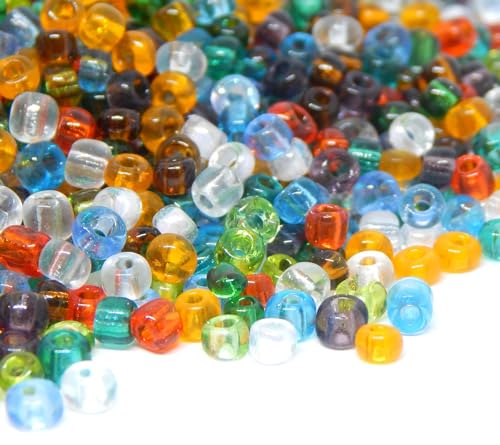 Perlin Glass Seed Beads 3mm 8/0 Round Mini Small Pony Beads 3300pcs for Making Earrings Bracelets Pendants Waist Jewelry DIY Handmade Transparent Color Kit (Assorted Colours) - color: Assorted Colours