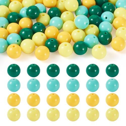 100 Pcs 11.5-12mm Bubblegum Beads Opaque Acrylic Chunky Loose Spacer Round Focal Beads for Jewelry Making Bracelet Necklace Keychain Craft Art Making,Hole:1.8mm,Dark Green - color: Dark Green