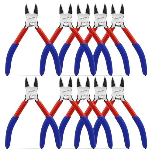 10 Pack 5" Small Wire Cutters - Side Cutter for Crafting Diagonal Cutting Pliers - Spring Loaded Wire Snips Dikes Clippers - Flush Cutters for Jewelry Making Artificial Flowers - size: 10 Pack