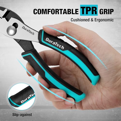 DURATECH 6 Inch Slip Joint Pliers, Small Pliers with Comfortable TPR Handle, High Carbon Steel, Swivel Rivet, Strong Sharp Teeth, Pliers for Tightening, Loosening and Gripping Nuts and Bolts - size: 6 Inch