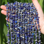 400pcs Natural Chip Stone Beads for Jewelry Making Lapis Lazuli 5-8mm Irregular Gemstones Healing Crystal Loose Rocks Bead Hole Drilled for Ring Earrings Necklace Bracelet Making DIY Art Crafts - color: Lapis lazuli (2 Strands-62")