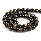 36pcs 10mm Natural Black Golden Obsidian Gemstone Round Spacer Loose Stone Beads for Jewelry Making 15.5" 1 Strand (Black Golden Obsidian, 10mm 36Beads) - color: Black Golden Obsidian, size: 10mm 36Beads