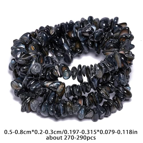 Chip Shells, 260pcs 5-8mm Irregular Beads with Holes, Black Shell & Onyx Chip Beads for Jewelry Making - color: Black