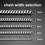 Monily Stainless Steel Mens Cuban Link Chain Silver 18K Gold Chain for Men Hip Hop Mens Jewelry - color: a. 3.5mm width-steel, size: 28 Inches