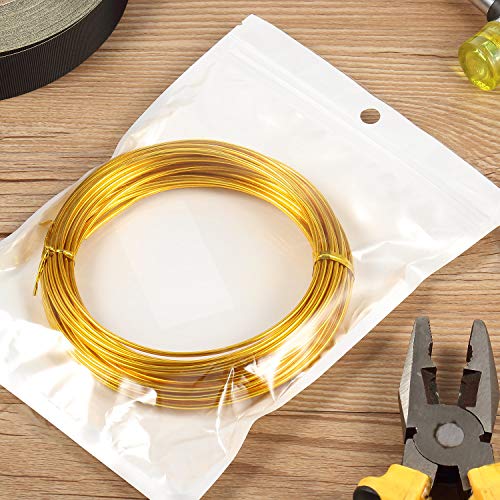 TecUnite 15 Gauge 32.8 Feet Aluminum Wire, Bendable Metal Craft Wire 1.5 mm Thickness Gold Wires for Making Dolls Skeleton DIY Crafts Floral Making Sculpting Wreath Wrapping Beading