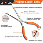 Long Reach Needle Nose Pliers 7" Thin Extra Long Needle Nose Pliers with Serrated Jaw Lanyard Double Leaf Spring Loaded for Jewelry Making Electrician Repair Tools in Tight Spaces - style: Sharp Point
