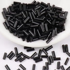 2000Pcs Tube Seed Beads 2x7mm Mini Long Glass Bugle Bead Small Craft Loose Spacer Beads for DIY Phone Charms Waist Bead Bracelets Earrings Necklaces (Black) - color: Black