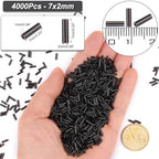 4000 Pcs Black Glass Bugle Beads, 2 x 7 mm Embroidery Beads, Small Long Tube Seed Beads for Embroidery Craft Jewelry Making - color: Black