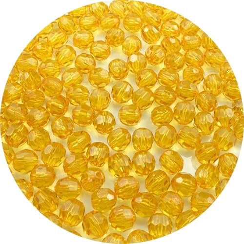 800pcs 6mm Acrylic Round Faceted Beads Colorful Crystal Plastic Spacer Beads Loose Beads for DIY Craft Making Necklace Bracelet Earring Wind Chimes(Auratus) - color: Auratus, size: 6mm