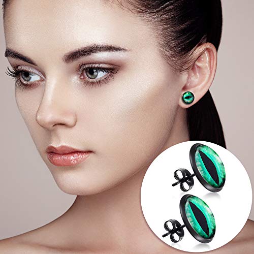 Hicarer 200 Pieces Stud Earring Kit, Including 50 Pieces 12 mm Stainless Steel Blank Stud 50 Rubber Back, 50 Pieces 12 mm Clear Glass Cabochons 50 Stainless Steel Earring Back for DIY Making (Black) - color: Clear