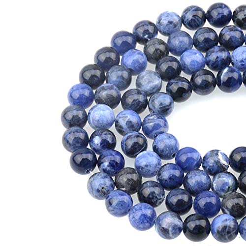 LPBeads 100PCS 8mm Natural Blue Sodalite Beads Gemstone Round Loose Beads for Jewelry Making with Crystal Stretch Cord - color: Blue Sodalite