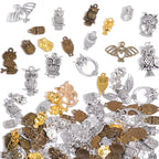 stino 100g Metal Pendant Charms for Jewelry Making, Bulk Silver & Gold Plated Charms for Braclet Necklace Crafts, Animal Plant Flower Pet and so on - color: Owl Silver & Bronze