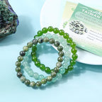 NCB 2.3-Piece 4mm Natural Crystal Gemstone Stretch Bracelets – Handmade Reiki Energy Healing Jewelry for Meditation,Yoga, Unisex - color: 3PCS ( Green Jade+Green Aventurine+Taiwan Jade ), size: 8mm