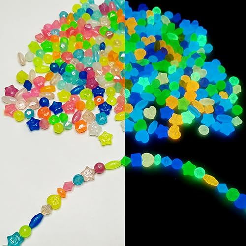 850Pcs Glow in The Dark Beads for Bracelets Jewelry Making Mix Colors Luminous Plastic Glow Beads UV Beads Bracelet Pony Beads Color Changing Beads Bulk for Hair Braiding Necklace (Mixcolor) - color: Mixed Colors Pony Beads - 850pcs