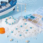 SUNNYCLUE 1 Box 1080Pcs Ocean Bead Kit Startish Sea Turtle Gemstone Beads White Hawaii Ocean Sumer Beads Scallop Fish Bead Glass Pearl Beads for Jewelry Making DIY Earrings Bracelet Necklace Crafts - style: Style 1