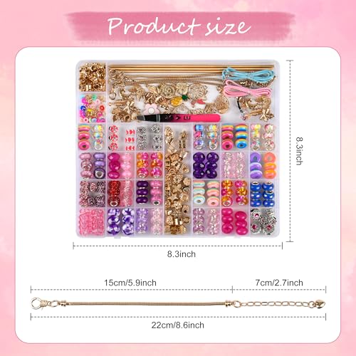 Uniartfy Charm Bracelet Making Kit, 305 Pieces Jewelry Making Kit Supplies for Girls 8-12, Birthday Gifts, DIY Arts Crafts for Teens Women Kids Ages 5 6 7 8 9 10 11 12 Years Old with Organizer Box - color: Gold