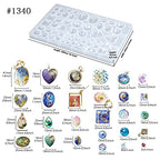 FUNSHOWCASE Cabochon Gem Silicone Mold 2 Trays for Resin Casting Jewelry Making - color: 176 Cavities 38 Designs