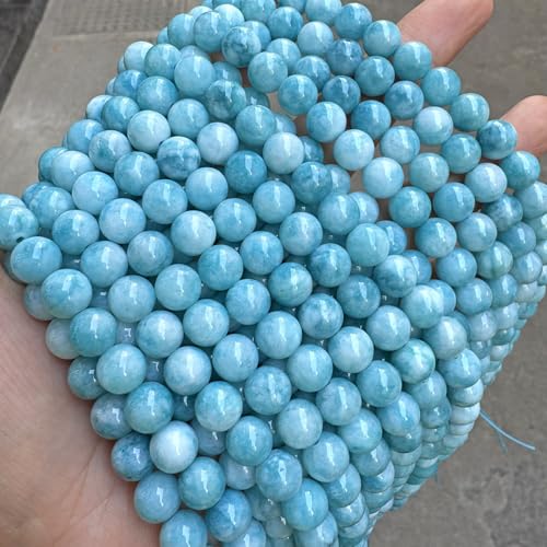 38pcs 10mm Natural Stone Beads Larimar Blue Stone Round Loose Beads for Jewelry Making DIY Bracelets Necklace - color: Larimar, size: 10mm