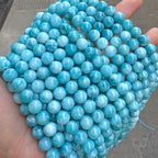 45pcs 8mm Natural Stone Beads Larimar Blue Stone Round Loose Beads for Jewelry Making DIY Bracelets Necklace - color: Larimar, size: 8mm