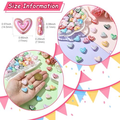 LiQunSweet 50 Pcs Colorful Acrylic Beads Rainbow Plated 17mm Acrylic Heart Beads Loose Beads Spacer for DIY Necklace Bracelet Jewelry Craft Making - color: Acrylic Rainbow Plated Heart Beads_50 Pcs