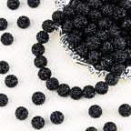 100Pcs 10mm Black Rhinestone Beads for Jewelry Making, Shiny Round Disco Ball Sparkly Beads Bulk with 10-Grid Storage Box for DIY Baseball Necklaces Shamballa Bracelets - color: Black