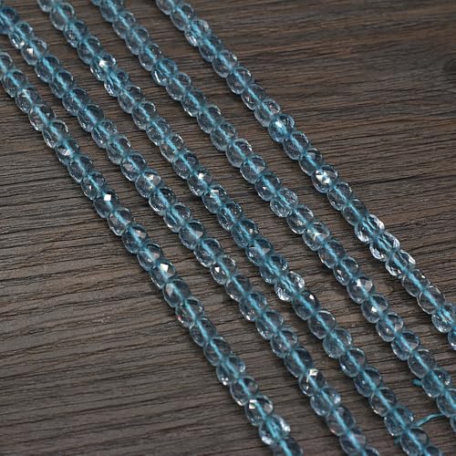Natural Stone Beads Faceted Square Shape Blue Topaz Crystal Beads for Jewelry Making Necklace Craft Gift 5x5mm