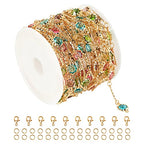 16.4 Feet Gold Plated Chains for Jewelry Making, Mixed Color Rhinestone Chain Links Bracelets Necklace Anklet Chain Bulk with Jump Rings Lobster Clasps - color: Colorful Rhinestone- Gold