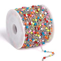 33 Feet Stainless Steel Enamel Chains Bulk, 2mm 304 Stainless Steel Colorful Enamel Beaded Cable Link Chain Roll Spool for Jewelry Making - color: Stainless Steel Colorful Beads