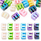 Beadthoven 20pcs Big Letter E Beads Large Hole Bubble Alphabet Acrylic Beads Charm Iridescent Plastic E Shape Loose Chunky Spacers for Jewelry Making Bracelet Necklace Keychains Shoelaces Crafts - color: E