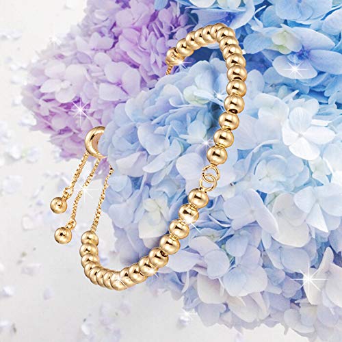 DanLingJewelry 10pcs Adjustable Slider Bracelet Slider Extender Chains Friendship Bracelets with Round Beads for Jewelry Making DIY 9 Inches(246mm) GG - color: StyleⅧ-10 pcs-Golden