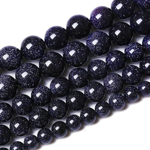 90PCS 4mm Starry Blue Sandstone Gemstone Beads Beads Natural Stone Round Loose Beads for Jewelry Making DIY Bracelet Necklace 15" Inch(Blue Sandstone, 4mm) - color: Blue Sandstone, size: 4mm